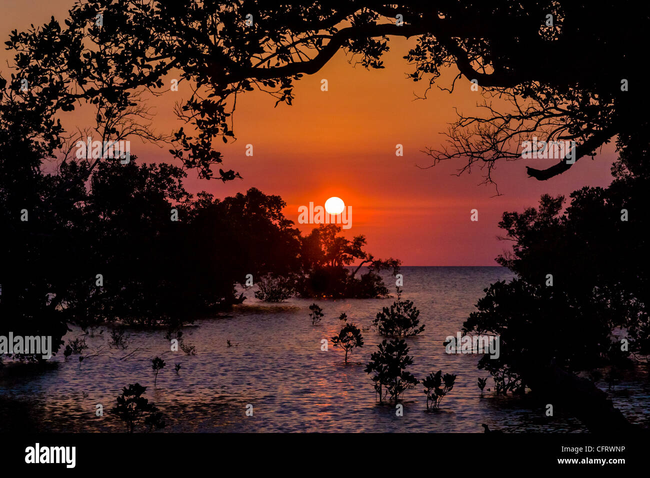 Sunset on the Antsiranana bay (Diego Suarez) northern Madagascar Stock Photo