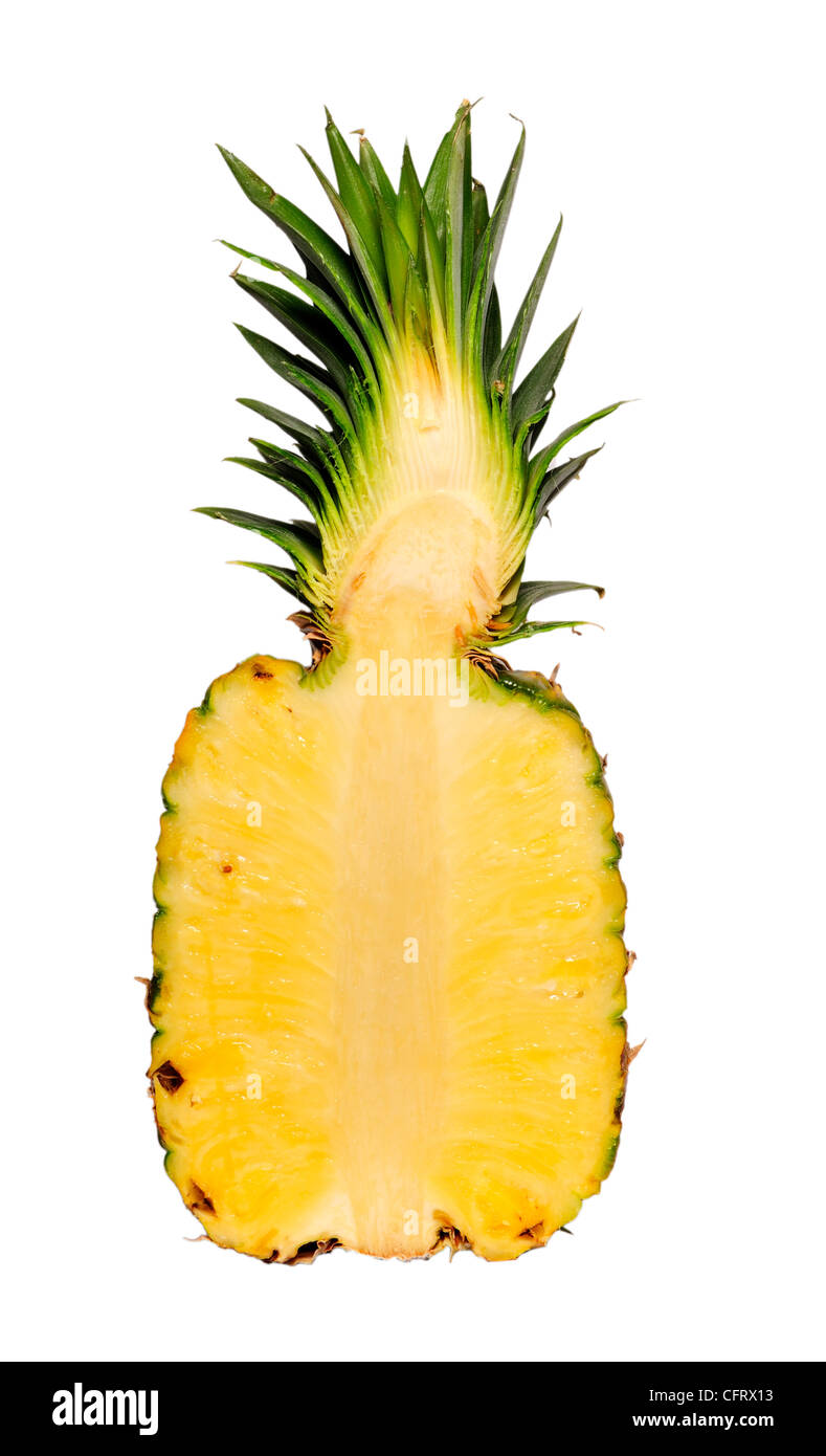 Pineapple sliced through the middle Stock Photo
