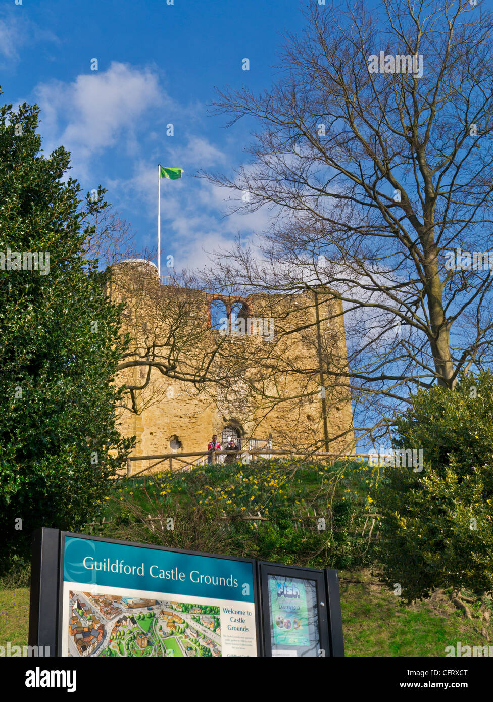 Guildford Castle with spring colour Guildford Surrey UK Stock Photo
