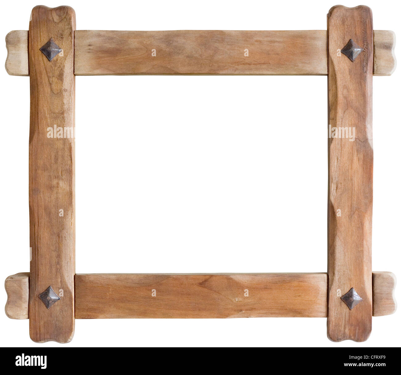 Old Wooden Picture Frame Cutout with clipping path Stock Photo