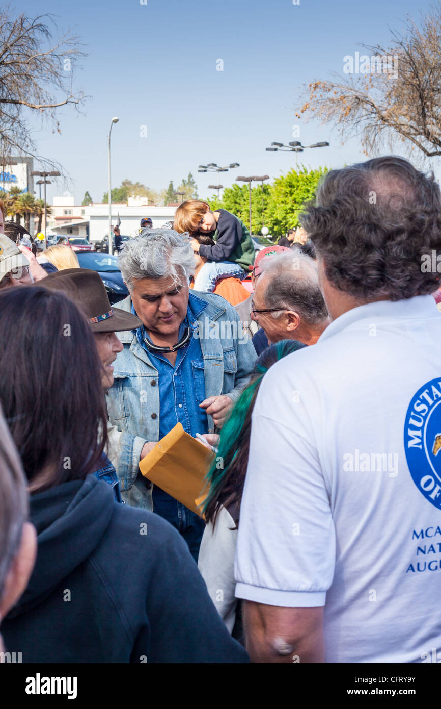 Jay Leno signing autographs at Supercar Sunday in Woodland Hills California Stock Photo