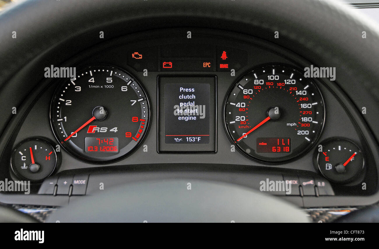 Custom Instrument Cluster 2007 Audi RS4 Stock Photo Alamy
