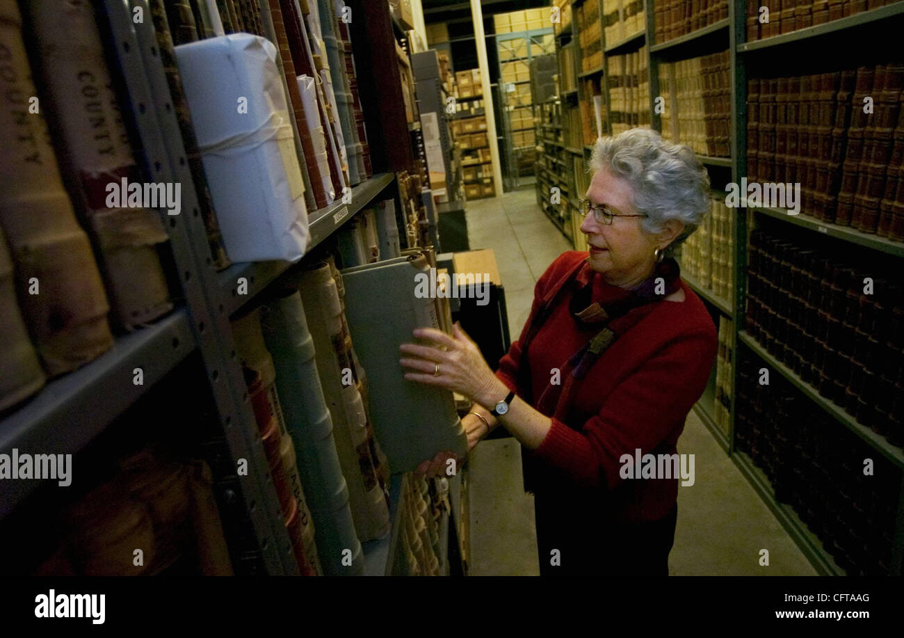 The Yolo county Librarian of 37 years, Mary Stephens looks through