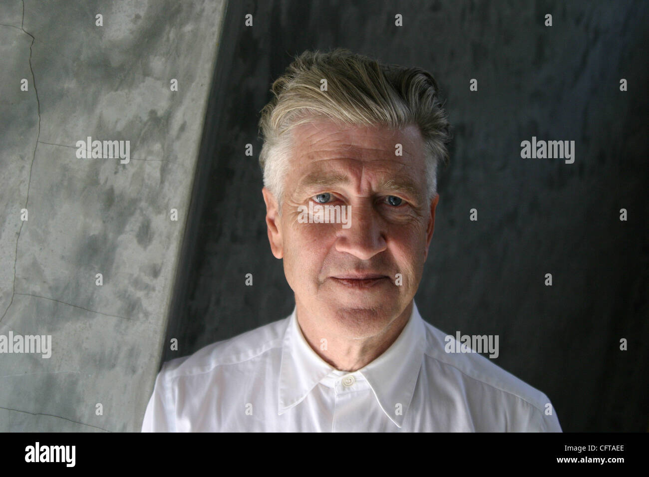 Dec 22, 2006; Los Angeles, CA, USA; Filmaker David Lynch at his Hollywood Hills compound . Lynch's films are known for their elements of surrealism, their nightmarish and dreamlike sequences, their stark and strange images, and their meticulously crafted audio. His Films include Blue Velvet, Twin Pe Stock Photo