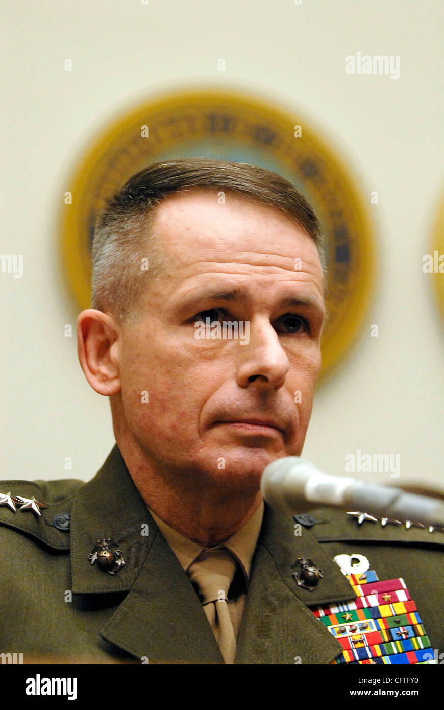 Jan 11, 2007; Washington, DC, USA; General PETER PACE answers questions from the House Armed Services Committee about President Bush's plan to send over 21,000 more troops to Iraq. Mandatory Credit: Photo by Mark Murrmann/ZUMA Press. (©) Copyright 2007 by Mark Murrmann Stock Photo