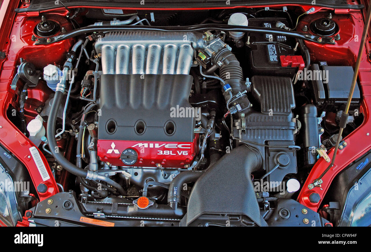 2007 Mitsubishi Galant Ralliart 3.8 liter V6 Engine Stock Photo