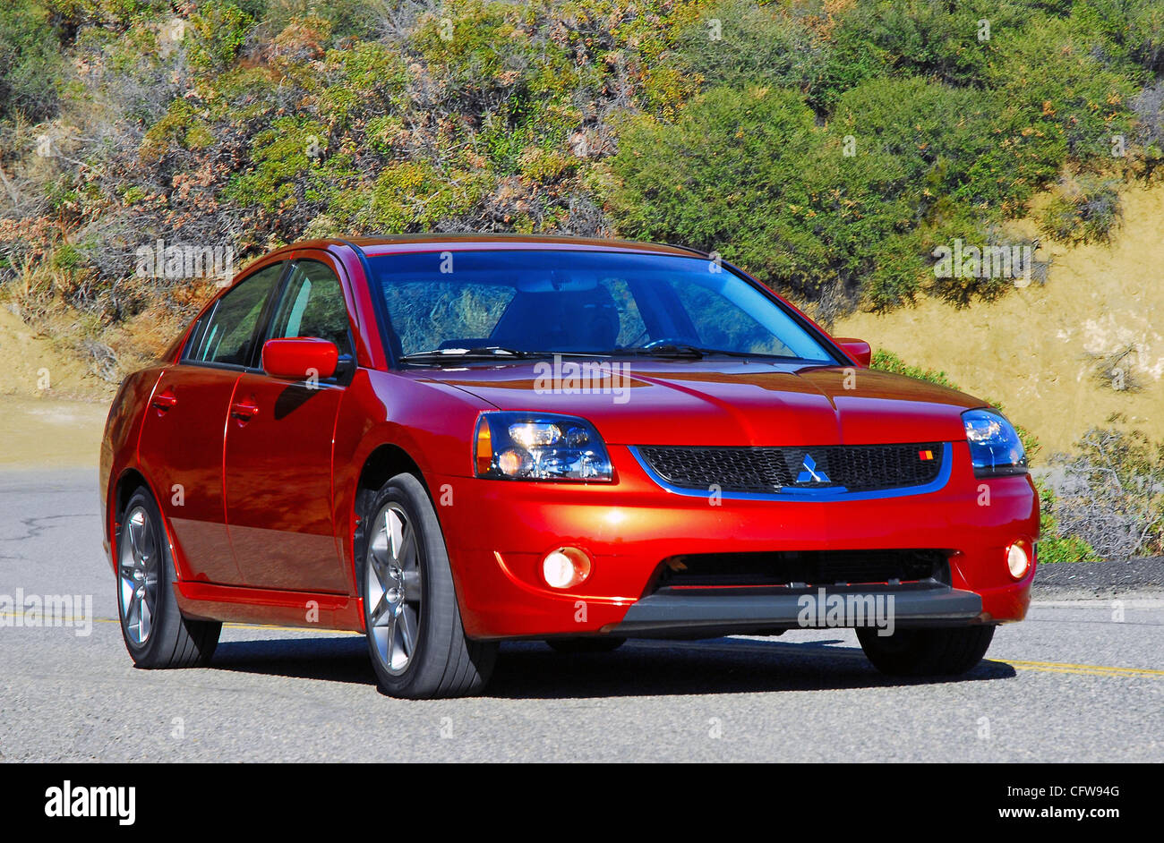 all-new 2007 Mitsubishi Gallant Ralliart Headon Action Stock Photo