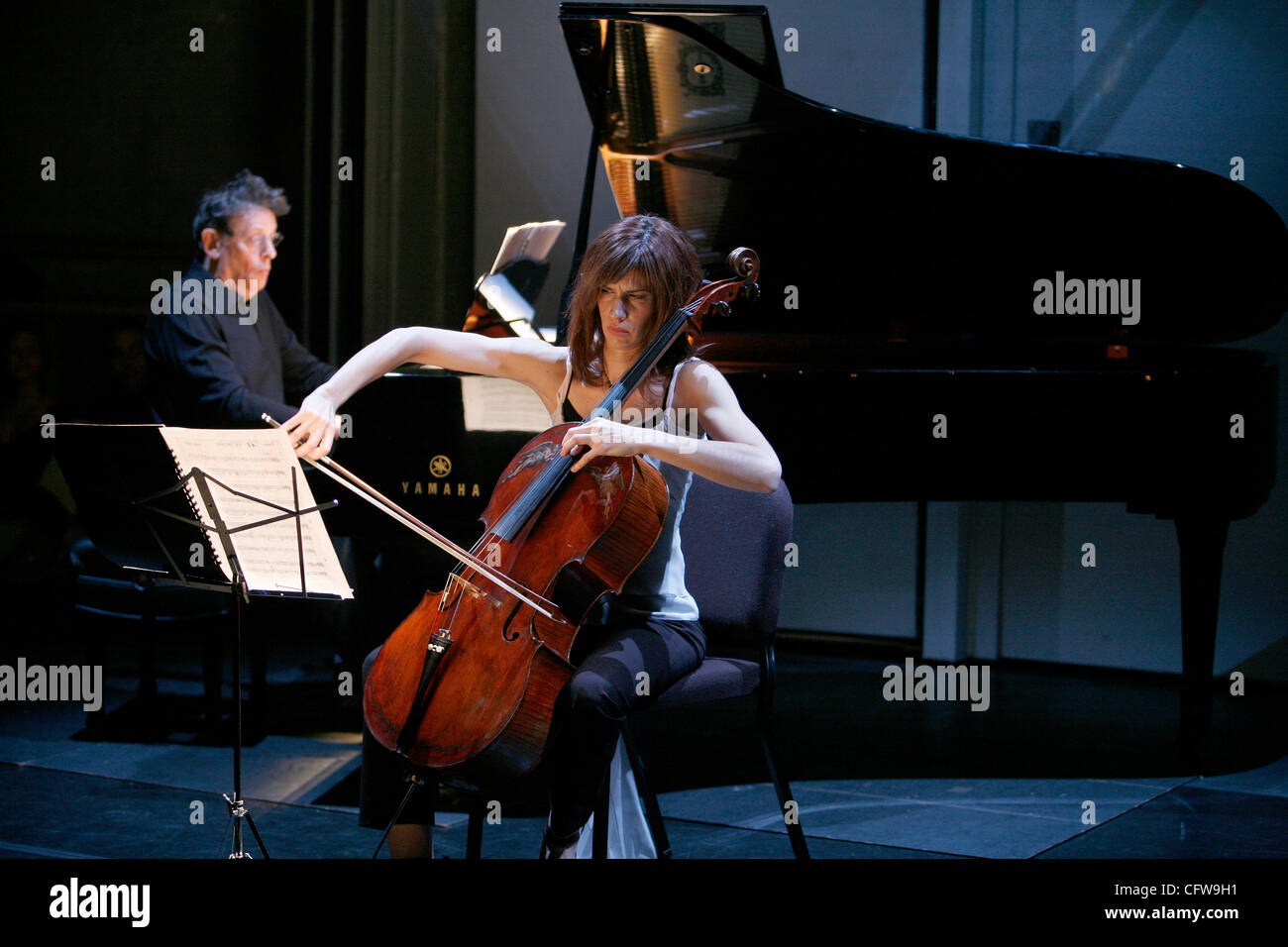 Philip Glass and Wendy Sutter performing works by Philip Glass at the ...