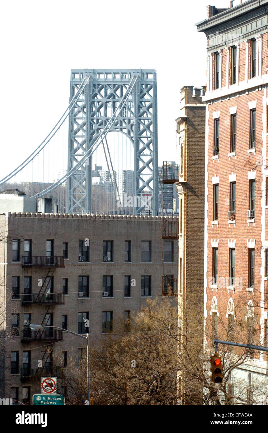 HUDSON HEIGHTS. View of the Washington Bridge looking west along