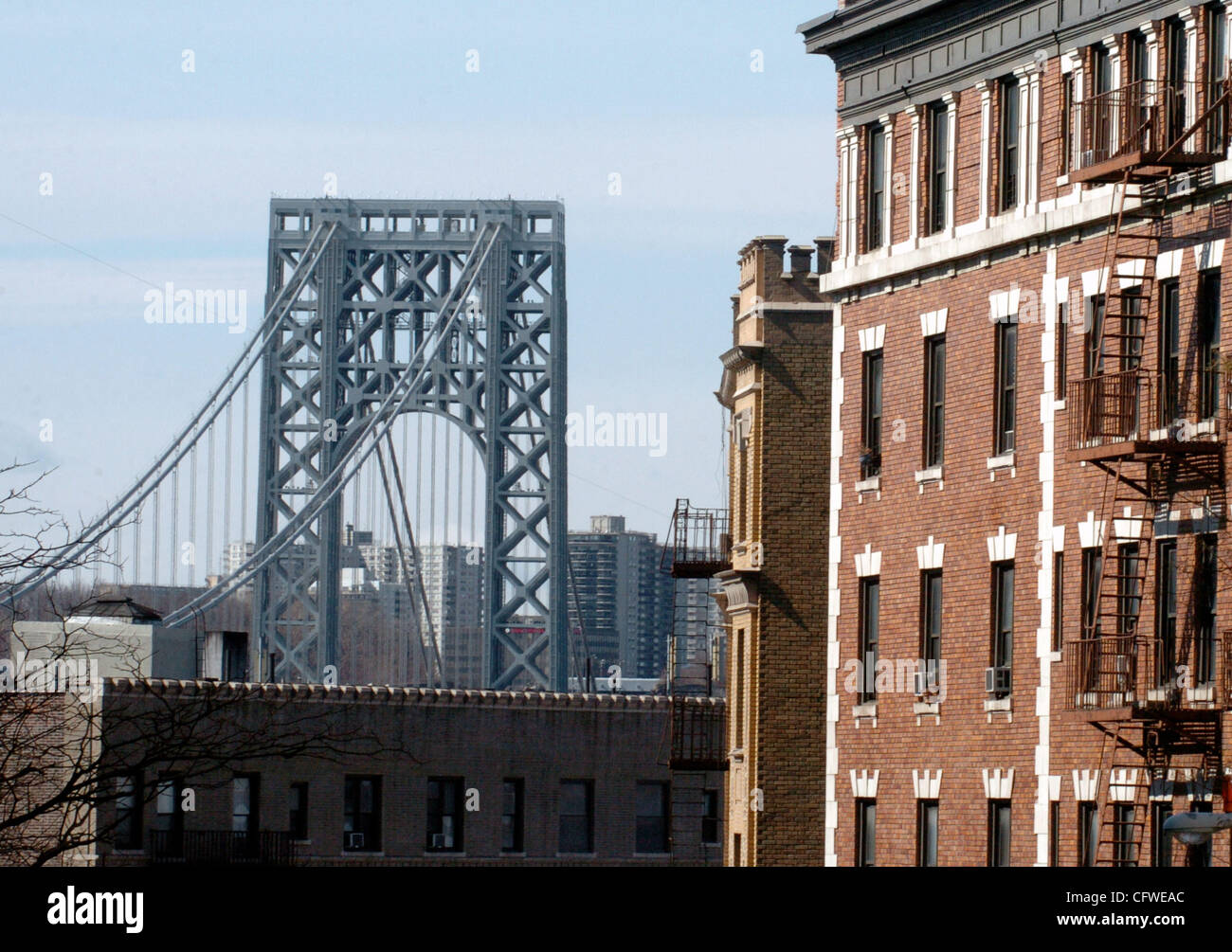 HUDSON HEIGHTS. View of the Washington Bridge looking west along
