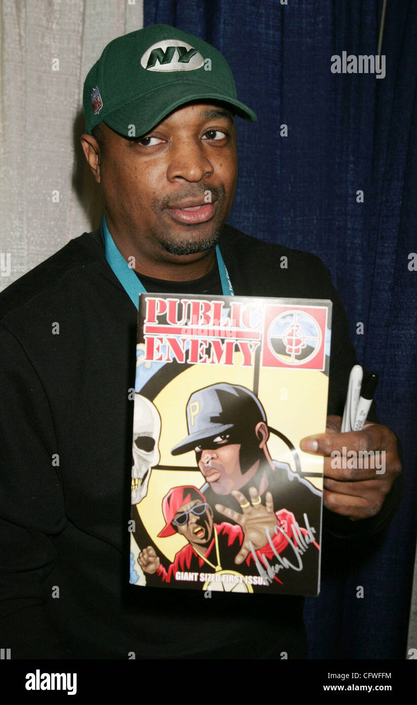Feb 24, 2007; New York, NY, USA; Hip hop artist CHUCK D promotes the comic book 'Public Enemy' at the New York Comic Con held at the Jacob Javits Center. Mandatory Credit: Photo by Nancy Kaszerman/ZUMA Press. (©) Copyright 2007 by Nancy Kaszerman Stock Photo