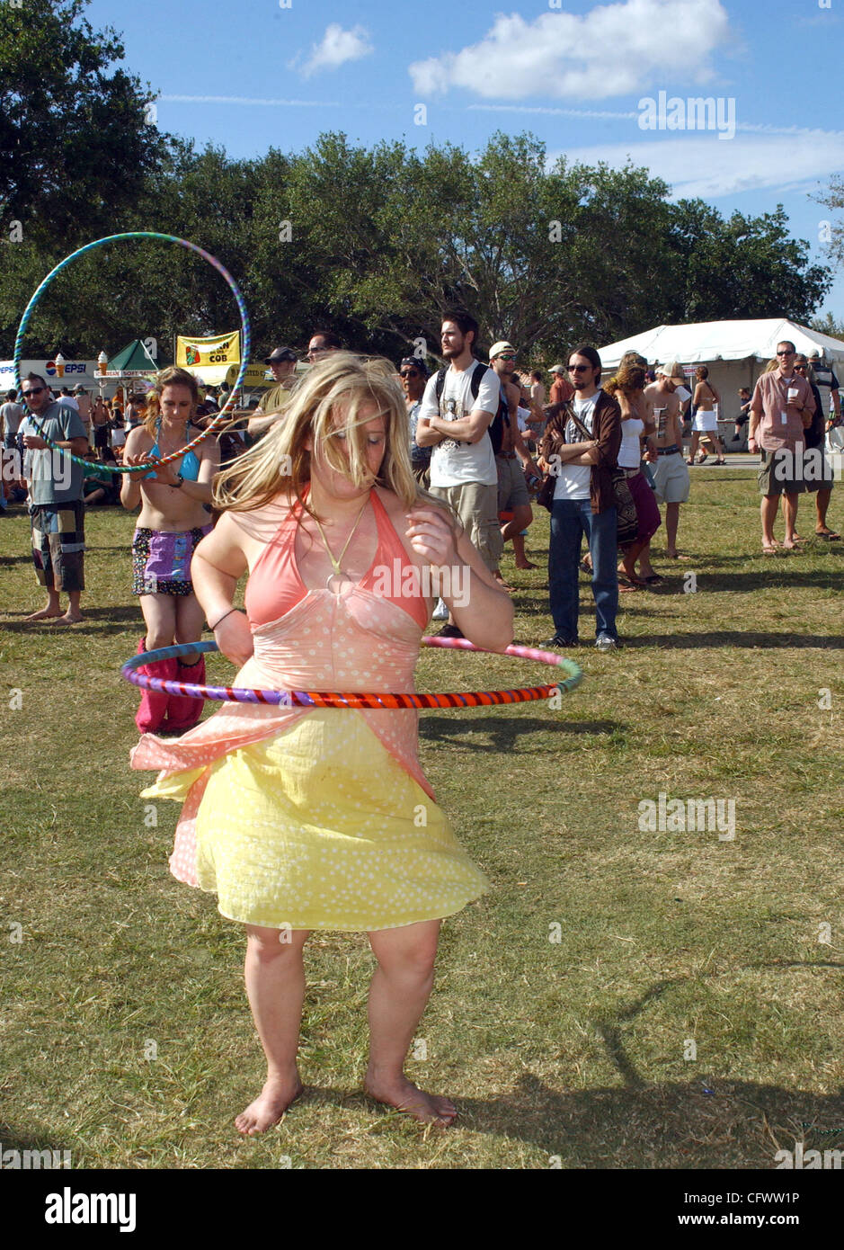 Mar. 9, 2007; Sunrise, FL., USA;  A fan turls a hula hupe at the 5th annual Langerado Music Festival that took place at Markham Park located in Sunrise.   Mandatory Credit: Photo by Jason Moore (©) Copyright 2007 by Jason Moore Stock Photo