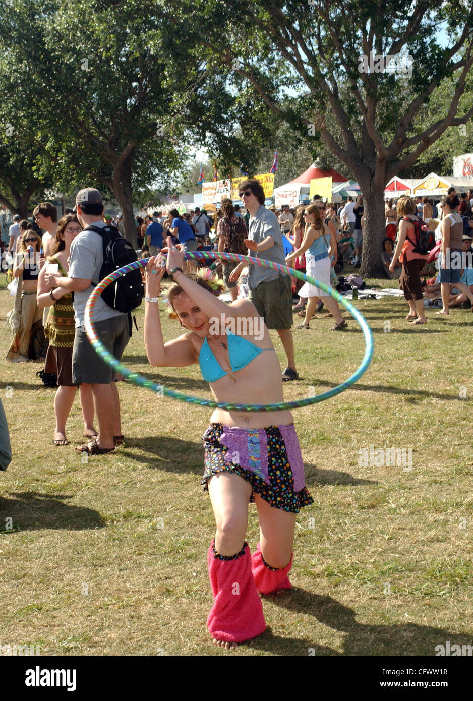 Mar. 9, 2007; Sunrise, FL., USA;  A fan turls a hula hupe at the 5th annual Langerado Music Festival that took place at Markham Park located in Sunrise.   Mandatory Credit: Photo by Jason Moore (©) Copyright 2007 by Jason Moore Stock Photo