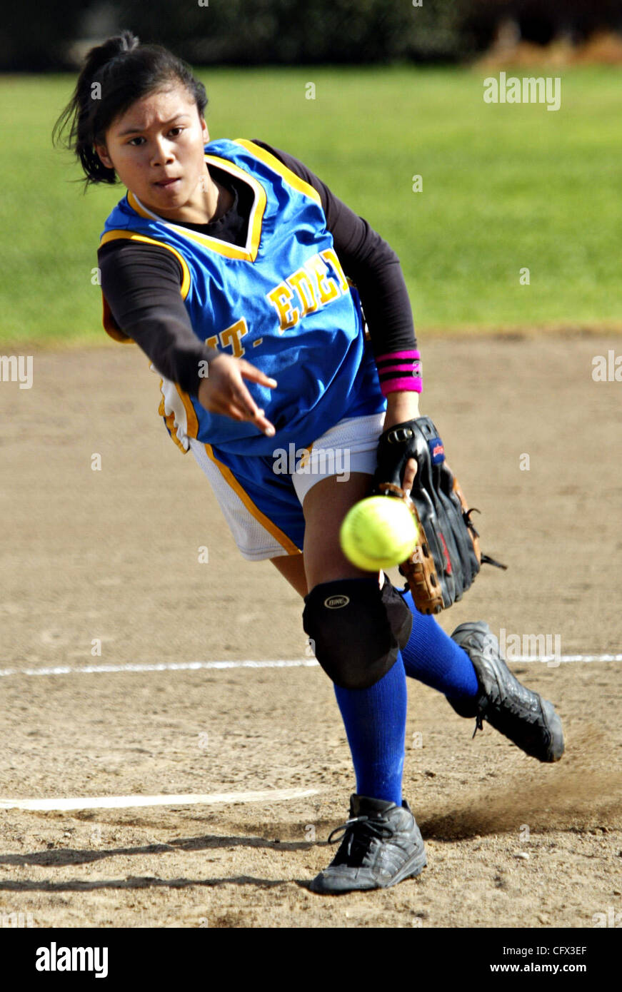 Mt. Eden's Lorraine Luib fires one in during a game against San Leandro