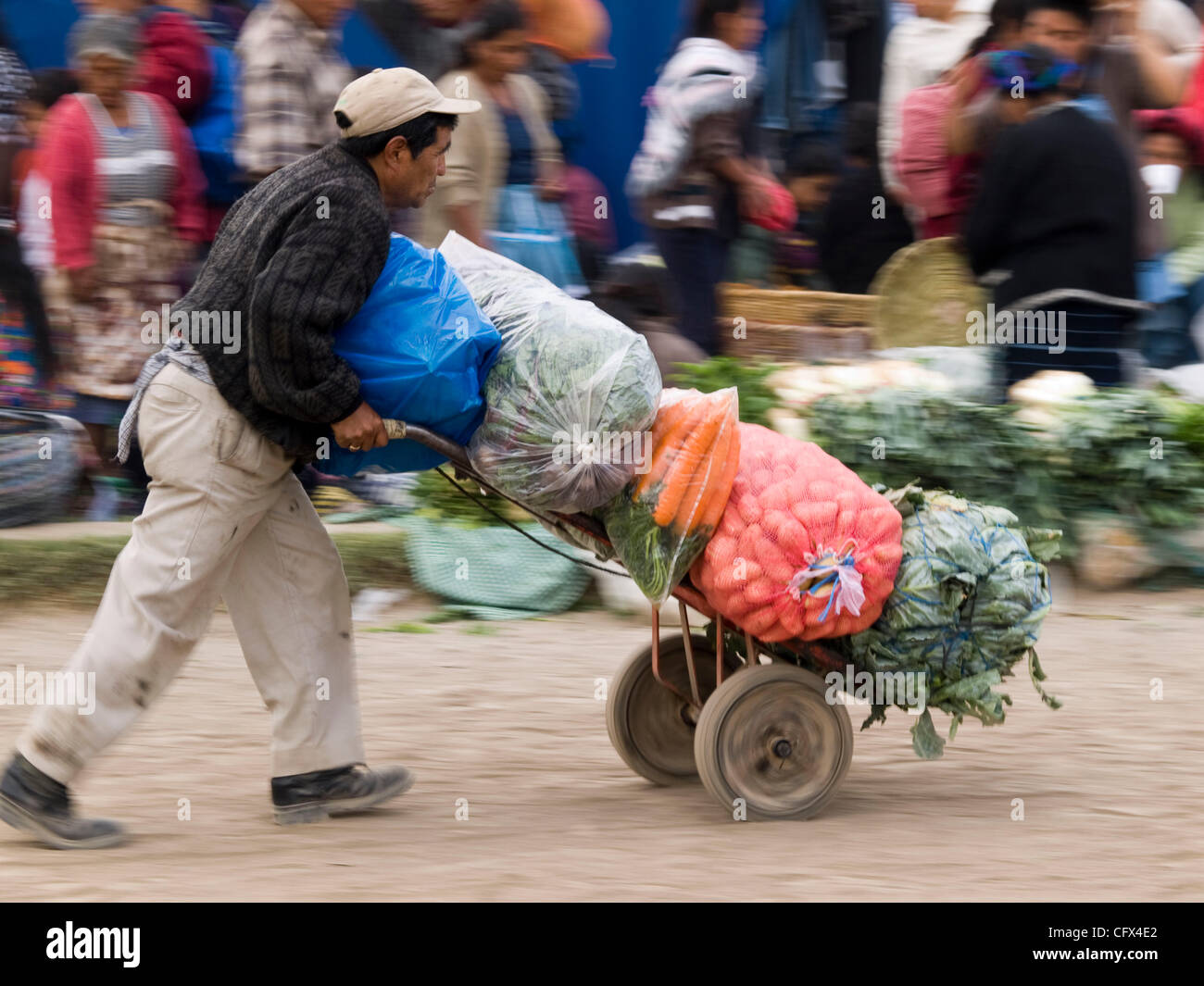 Market day in Antigua, in the highlands of Guatemala Stock Photo