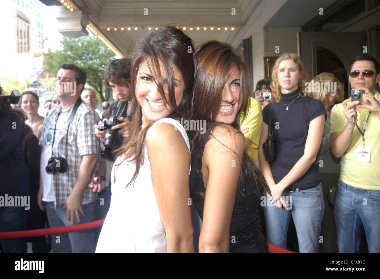 Mar 28, 2007 - Austin, TX, USA - ELECTRA and ELISE AVELLAN (R) at the premiere of 'Grindhouse' held at Austin's Paramount Theatre. 'Grindhouse' is composed of two full-length films. Austin filmmaker Robert Rodriguez wrote and directed zombie thriller 'Planet Terror,' starring Rose McGowan. Quentin T Stock Photo