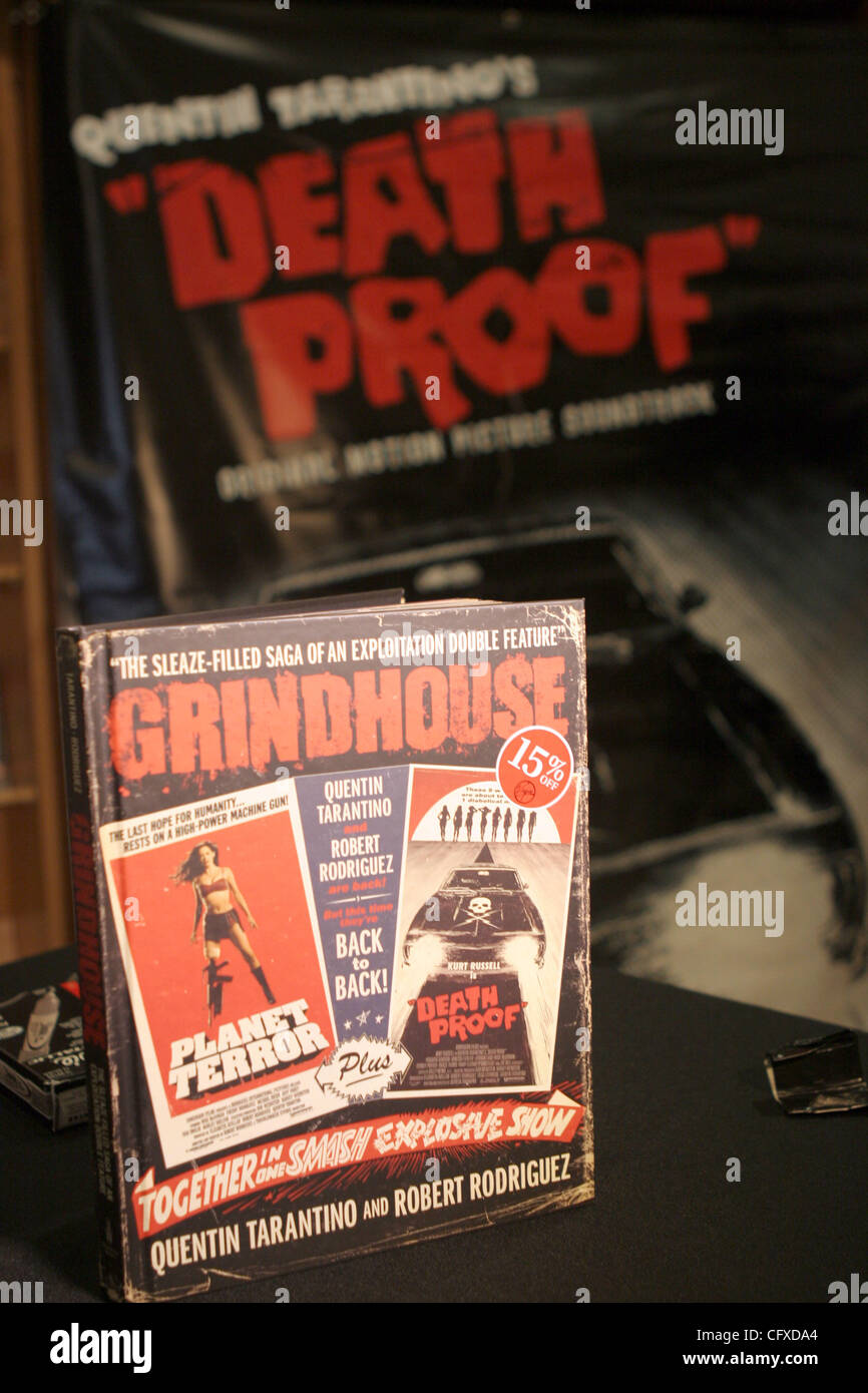 Apr 10, 2007 - Hollywood, CA, USA - The 'Grindhouse' Double feature box set  at Virgin Megastore during an appearance by famed director Quentin Tarantino for the release of the 'Death Proof' Soundtrack. (Credit Image: © Marianna Day Massey/ZUMA Press) Stock Photo