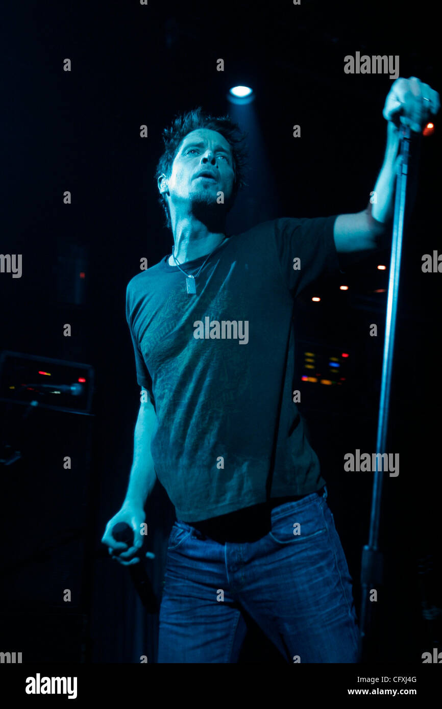 Chris Cornell formerly of Audioslave performing in his first solo tour at The Fillmore East at Irving Plaza on April 16, 2007. Stock Photo