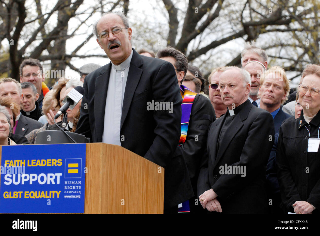 Apr 17, 2007 - Washington, DC, USA - Rev. WILLIAM SINKFORD, president of the Unitarian Universalist Association speaks before 220 other religious leaders from around the United States near the Capitol to express support for anti-discrimination legislation, including the Matthew Shepard hate crime bi Stock Photo