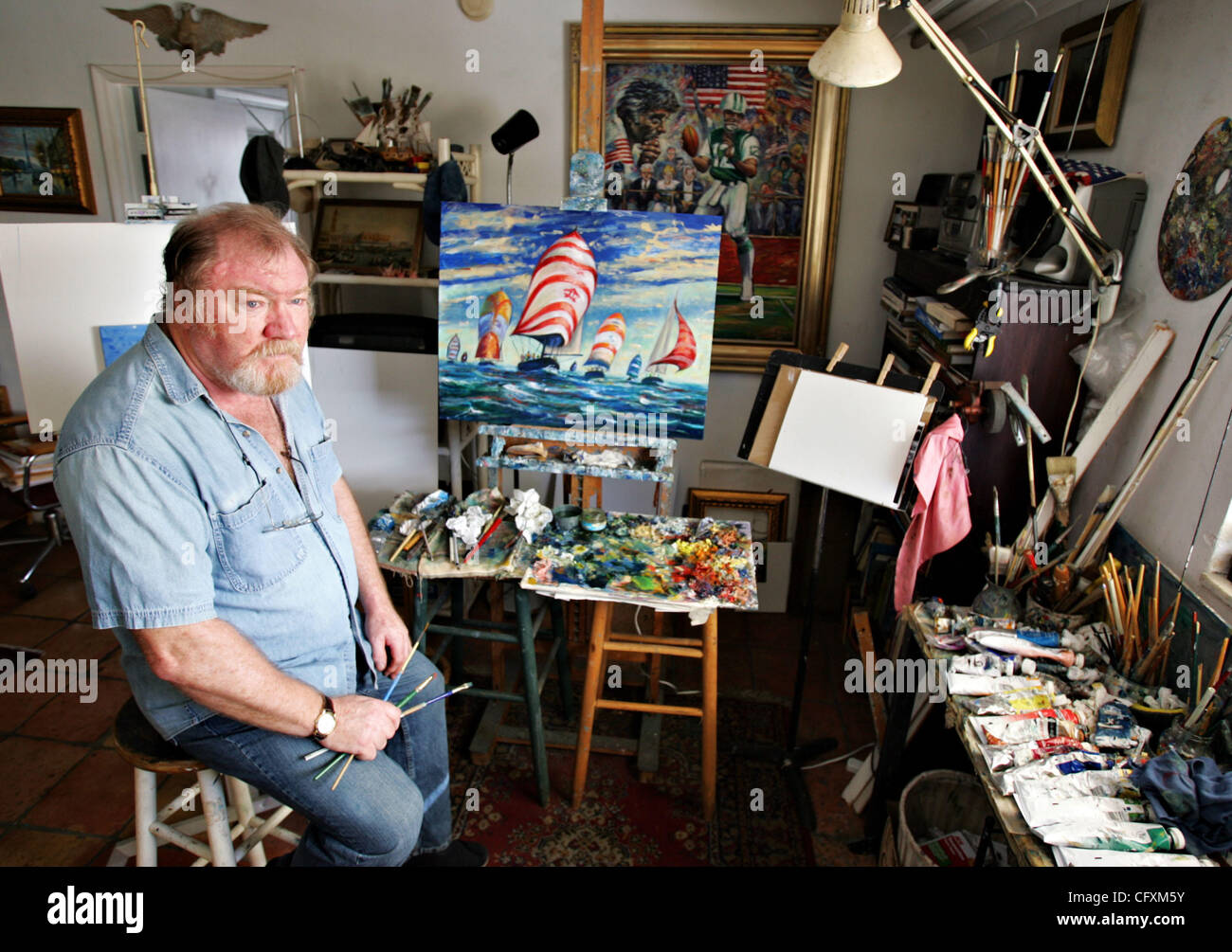 041907 met CORLEY Staff photo by Richard Graulich/The Palm Beach Post  0036785A LAKE WORTH - Philip Corley stands in his Lake Worth apartment  studio Thursday. Corley is an artist, who like others