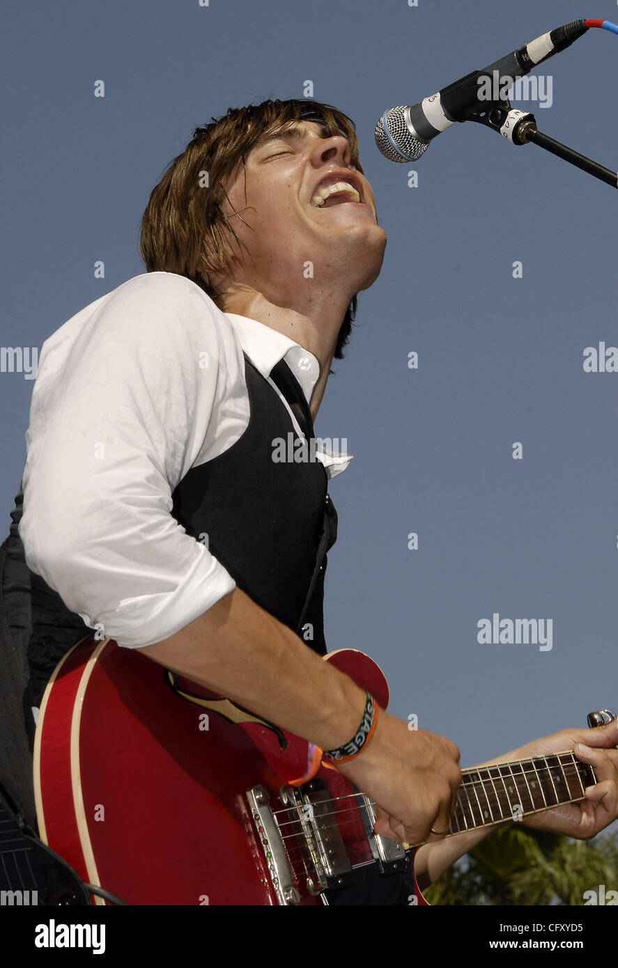 April 29, 2007; Indio, CA, USA; Musician GUSTAF NOREN, of the band 'Mando Daio,' performing during the Coachella Valley Music and Arts Festival 2007. Mandatory Credit: Photo by Vaughn Youtz/ZUMA Press. (©) Copyright 2007 by Vaughn Youtz. Stock Photo