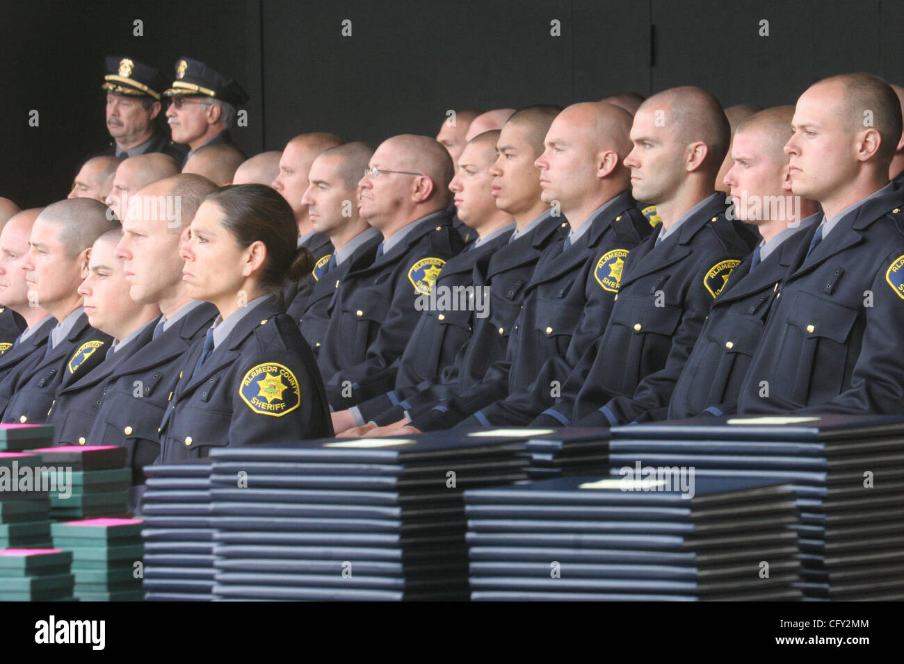 The Alameda County Sheriff Dept graduating class awaits their badges at