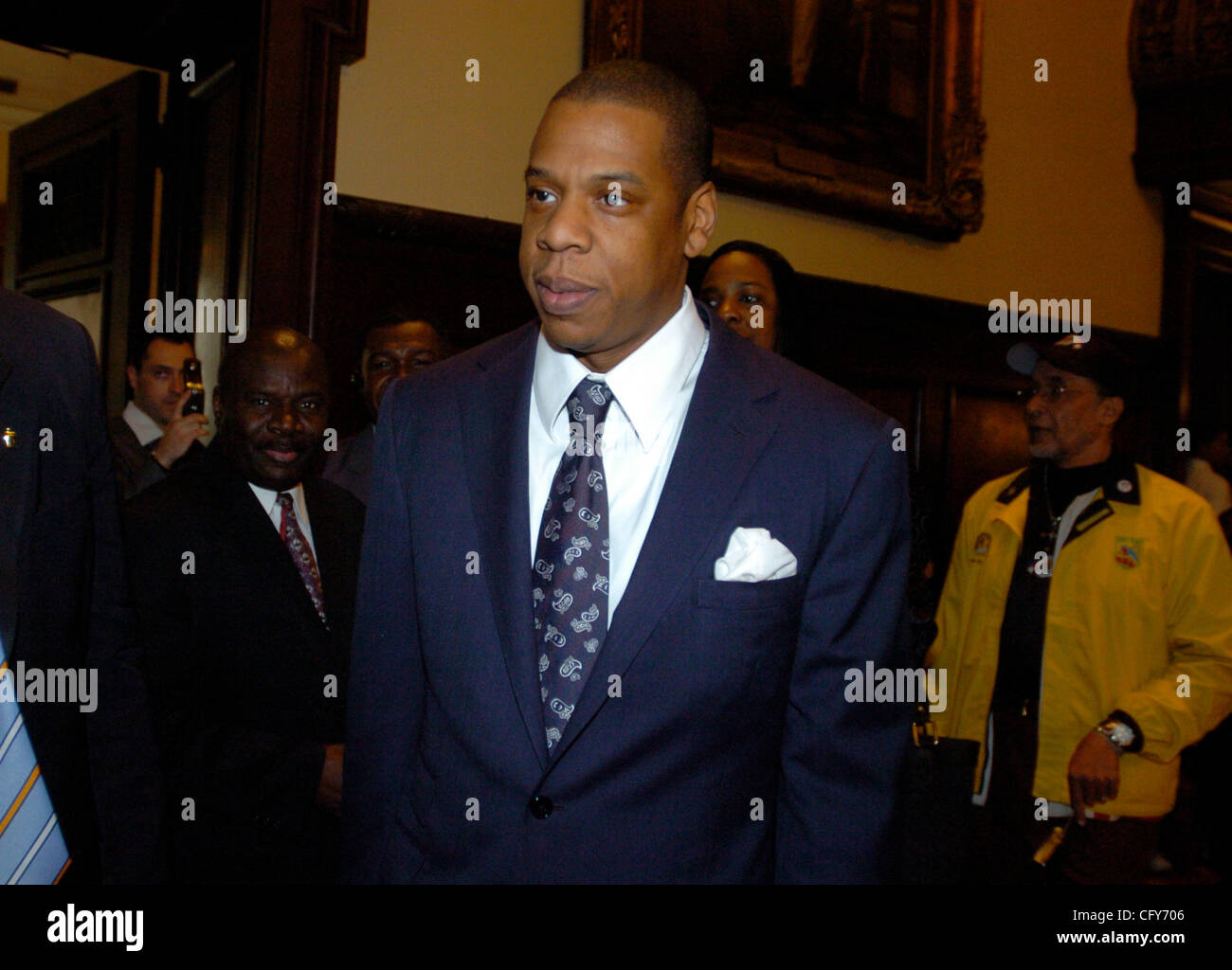 JayZ arrives to City Council Chambers. Gloria Carter, CEO of the Shawn