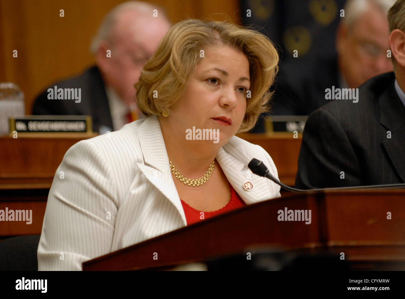 May 23, 2007 - Washington, DC, USA - House Judiciary committee member LINDA SANCHEZ (D-CA) questions Monica Goodling about her role in the firing of US attorneys in late 2006 and early 2007. Goodling denied taken a major part in the scandal.    (Credit Image: © Mark Murrmann/ZUMA Press) Stock Photo