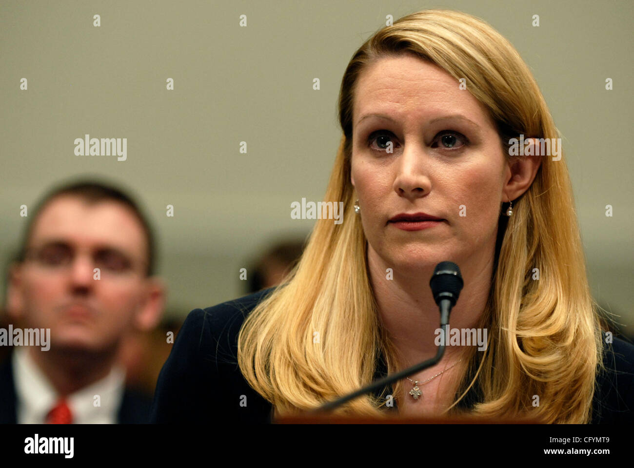 May 23, 2007 - Washington, DC, USA - Former Justice Department liaison to the White House, MONICA GOODLING, testfies before the House Judiciary committee about her role in the firing of US attorneys in late 2006 and early 2007. Goodling denied taken a major part in the scandal.  (Credit Image: © Mar Stock Photo