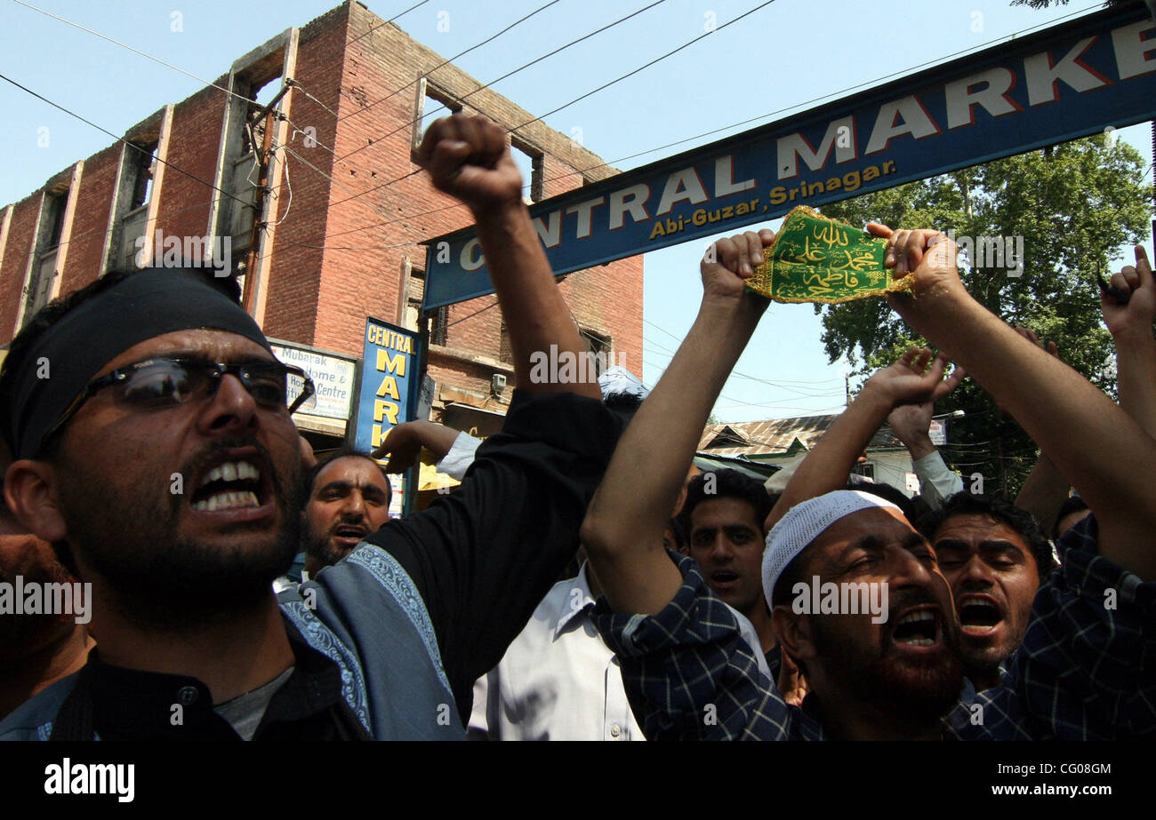 Kashmiri Shiite Muslims shout anti American slogans during a protest in ...
