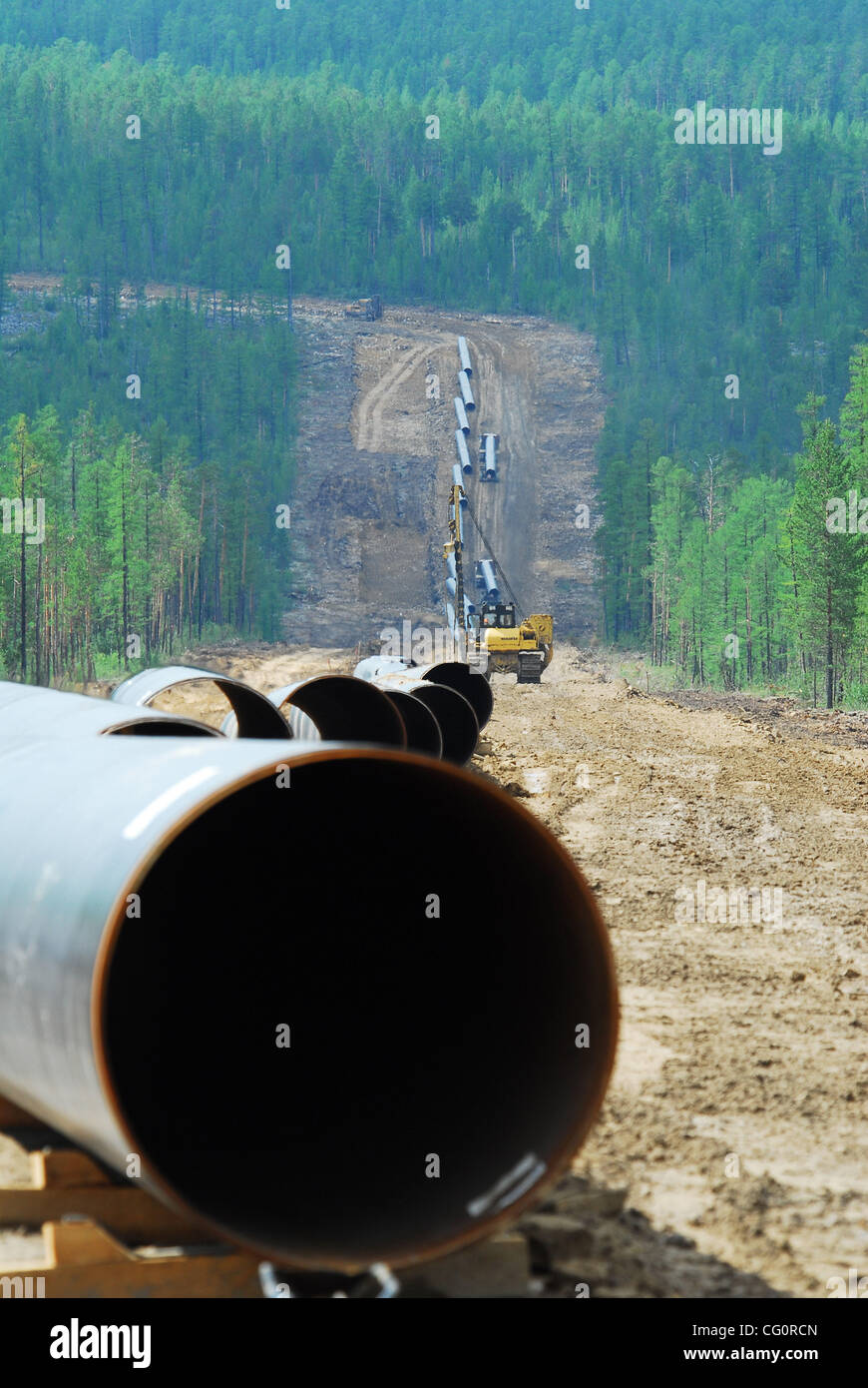 Construction of oil pipeline East Siberia Pacific Ocean.The ambitious