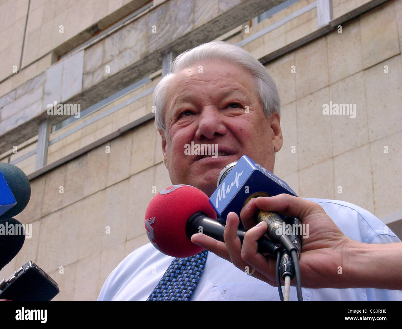The ex-president of Russia Boris Yeltsin gives interview to the Kirghiz ...