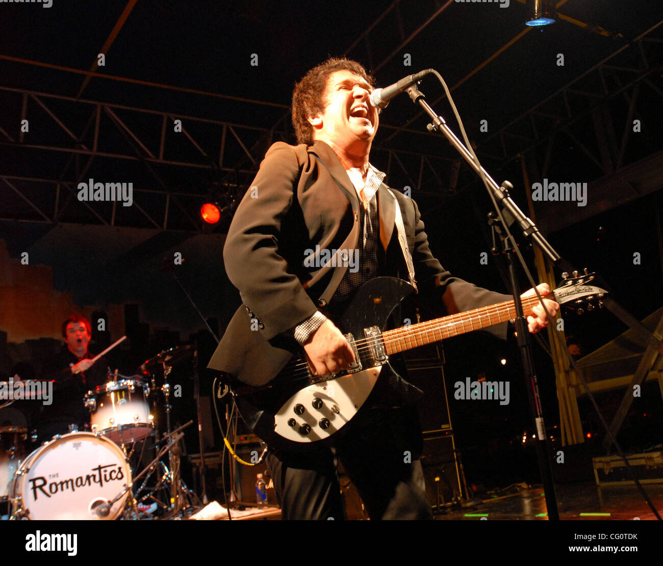 Jul. 14, 2007; Raleigh, NC USA;  Singer / Guitarist WALLY PALMAR and Drummer BRAD ELVIS of the band The Romantics performs live as part of the Raleigh Downtown Live Concert Series that took place at Moores Square Park located in downtown Raleigh.  Mandatory Credit: Photo by Jason Moore (©) Copyright Stock Photo