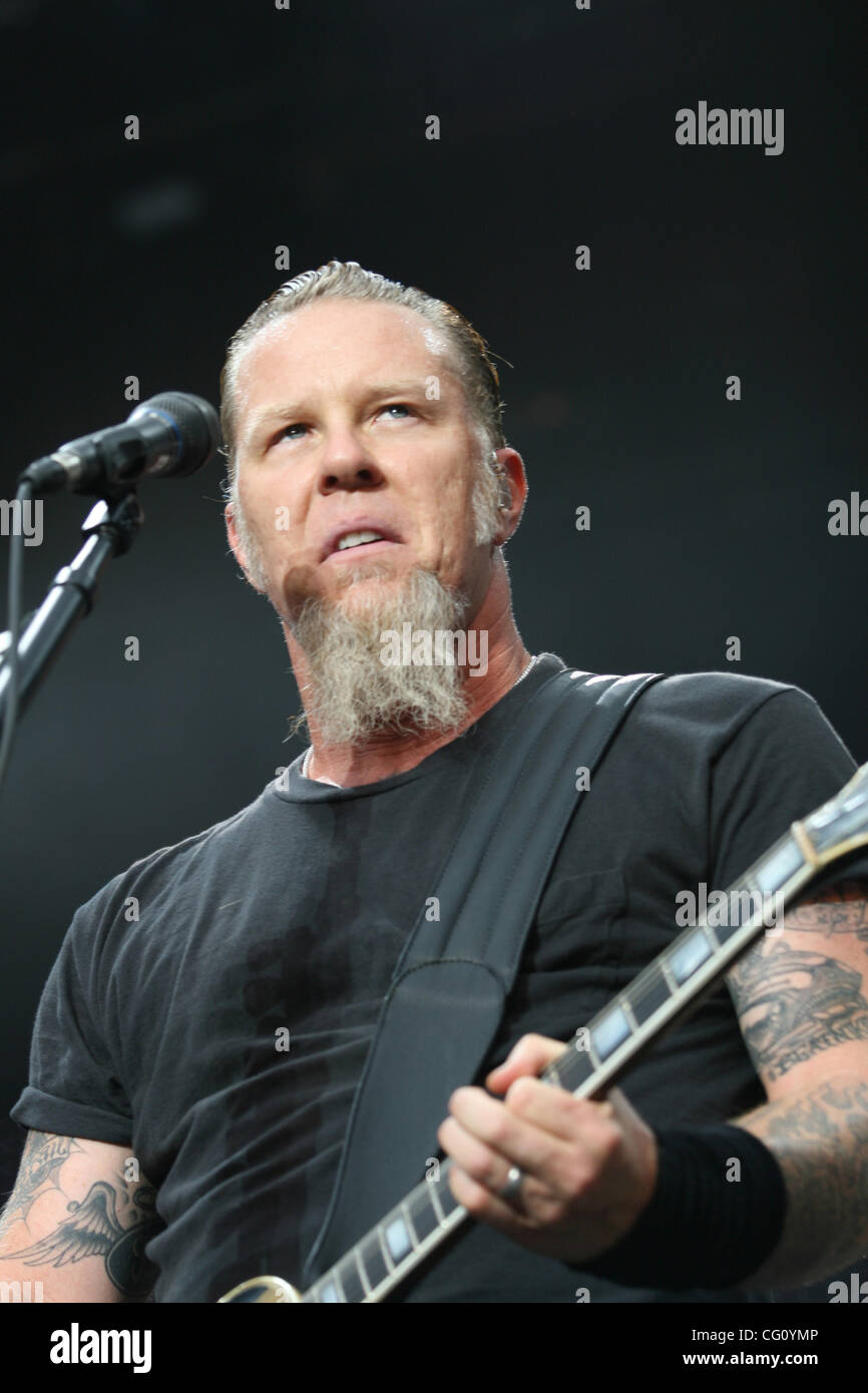The leader of Metallica rock group James Hetfield in the concert in Moscow. July 18, 2007 Stock Photo