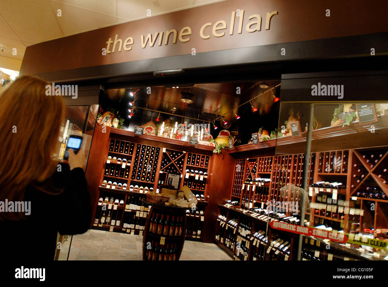 A wine cellar is photographed inside Safeway, which unveils a new