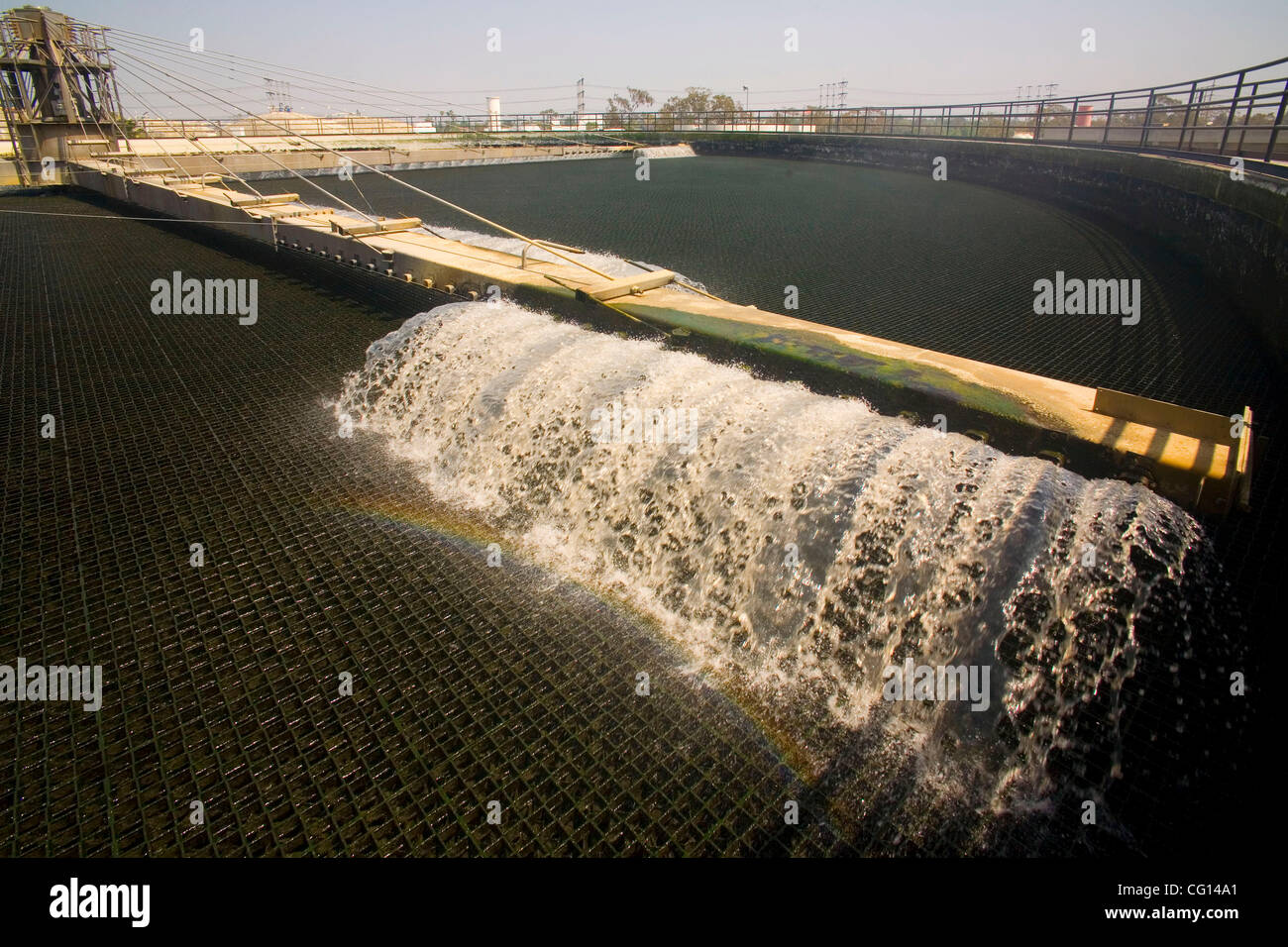 A rotarysweeping "trickling filter" skims lightweight solids from