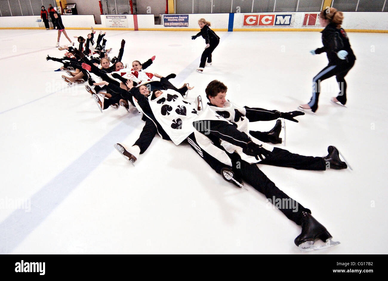 Redwood City Ice Theatre cast members rehearse Alice in Wonderland