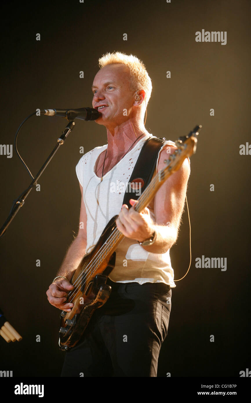 The Police performing at Madison Square Garden on August 3, 2007. Sting ...