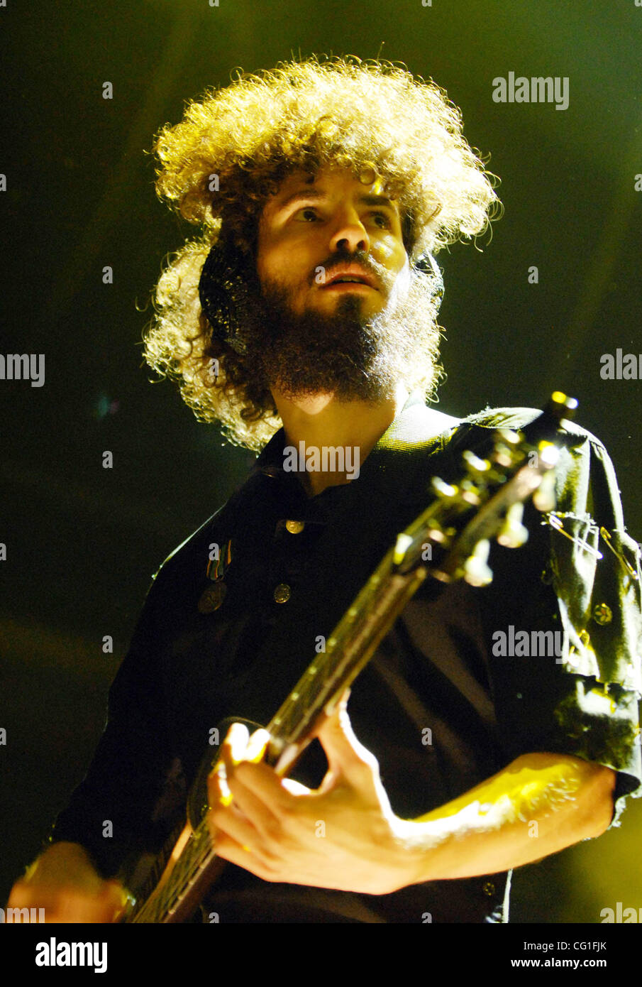 Aug. 13, 2007  Raleigh, NC; USA, Guitarist BRAD DELSON of the band Linkin Park performs live as the 2007 Projekt Revolution Tour makes a stop at Walnut Creek Amphitheatre located in Raleigh.  Copyright 2007 Jason Moore. Mandatory Credit: Jason Moore Stock Photo