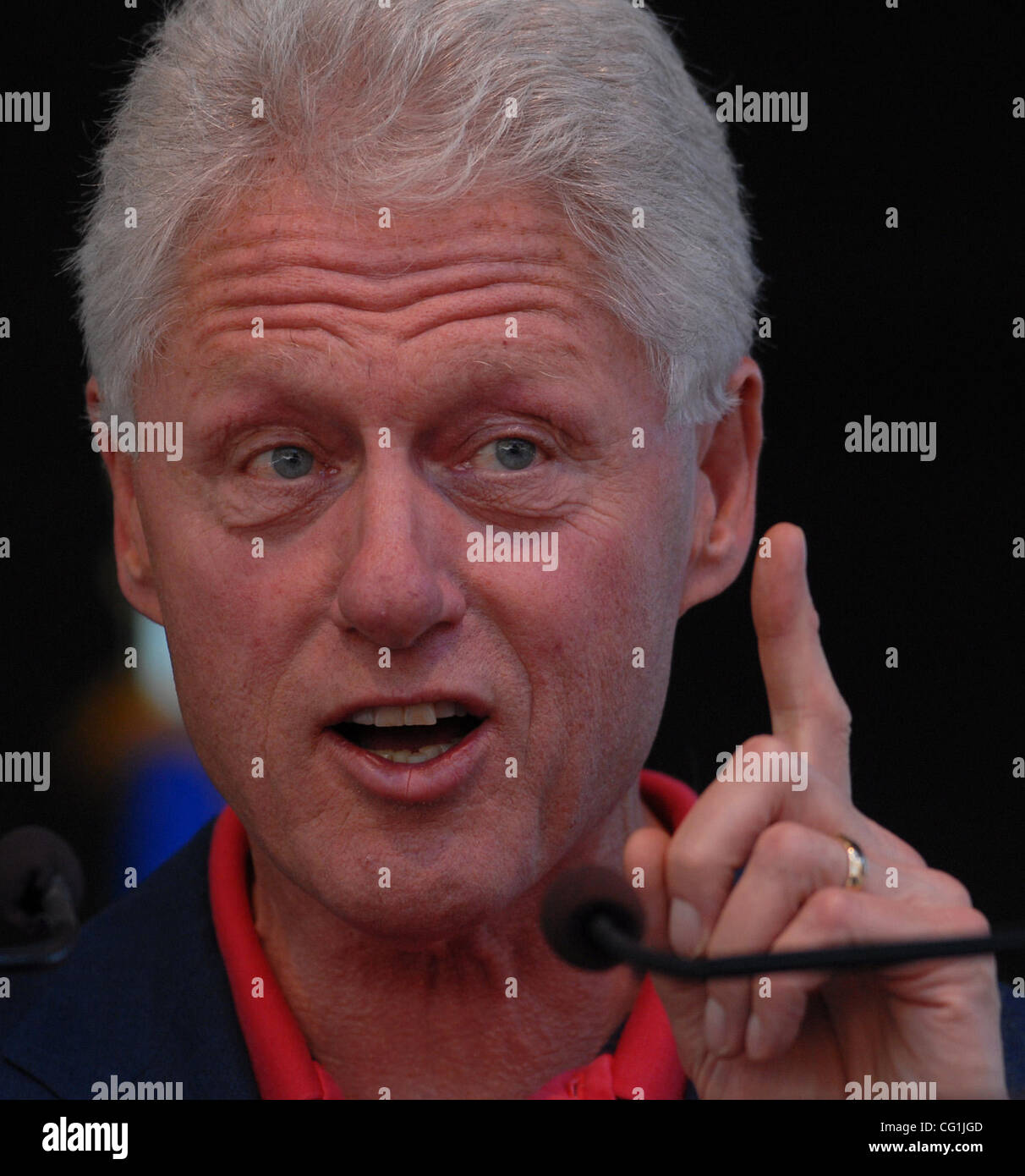 Former President Bill Clinton Gestures While Addresses A Crowd Of About 1000 People While 4040