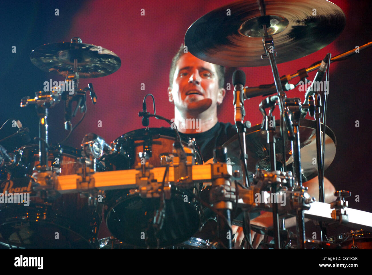 Aug 26 2007 Raleigh Nc Usa Drummer Daniel Adair Of The Band Nickelback Performs Live As There 2007 Tour Makes A Stop At Walnut Creek Amphitheater Located In Raleigh Copyright