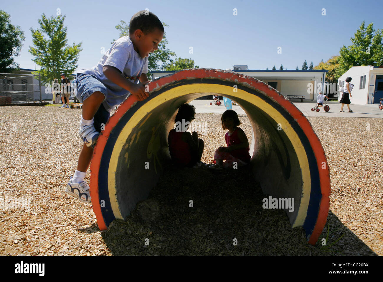 LEDE Children at Natomas Preschool, play on the playground, Tuesday