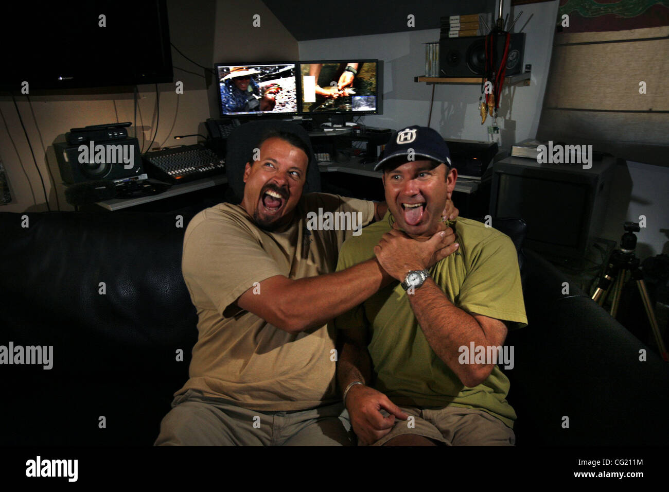 COVER LEDE Left, Doug and Todd Stanley goofing off on in a production