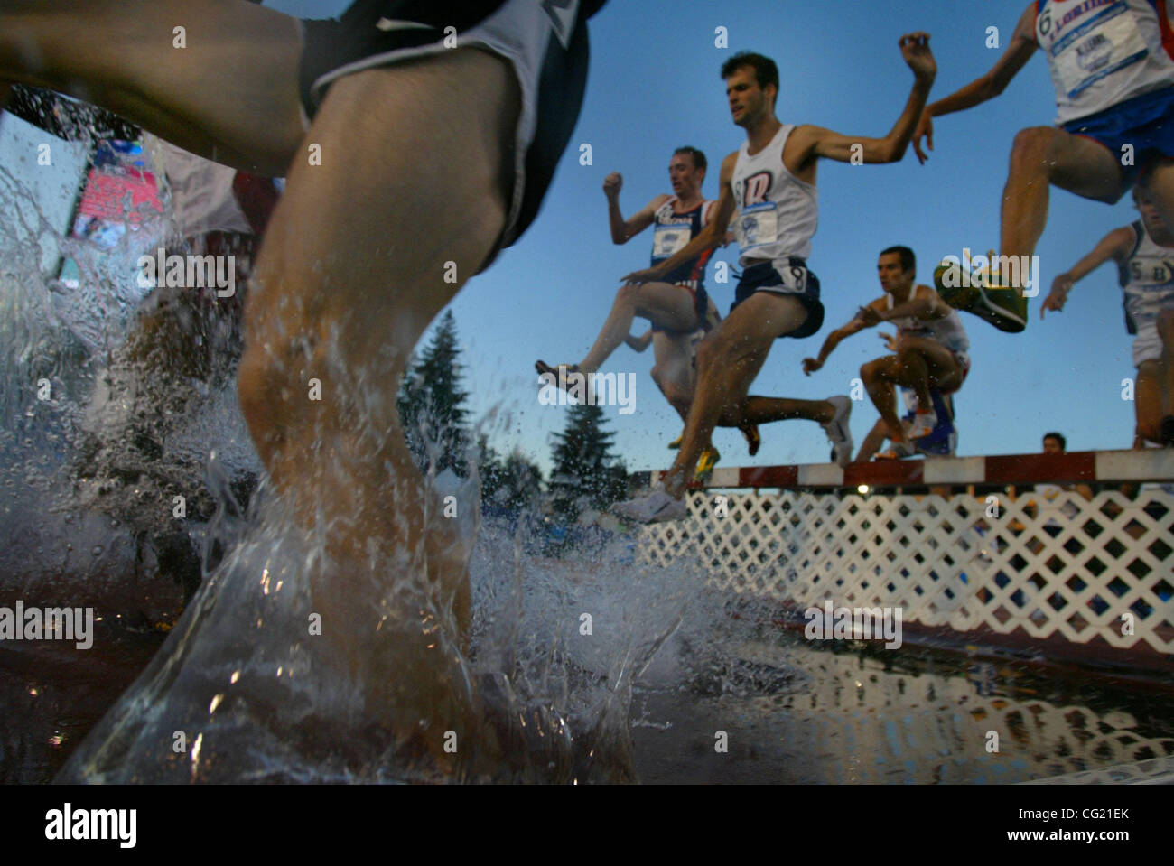 Over the Steeple in the mens semifinal in the 3000 meter steeplechase