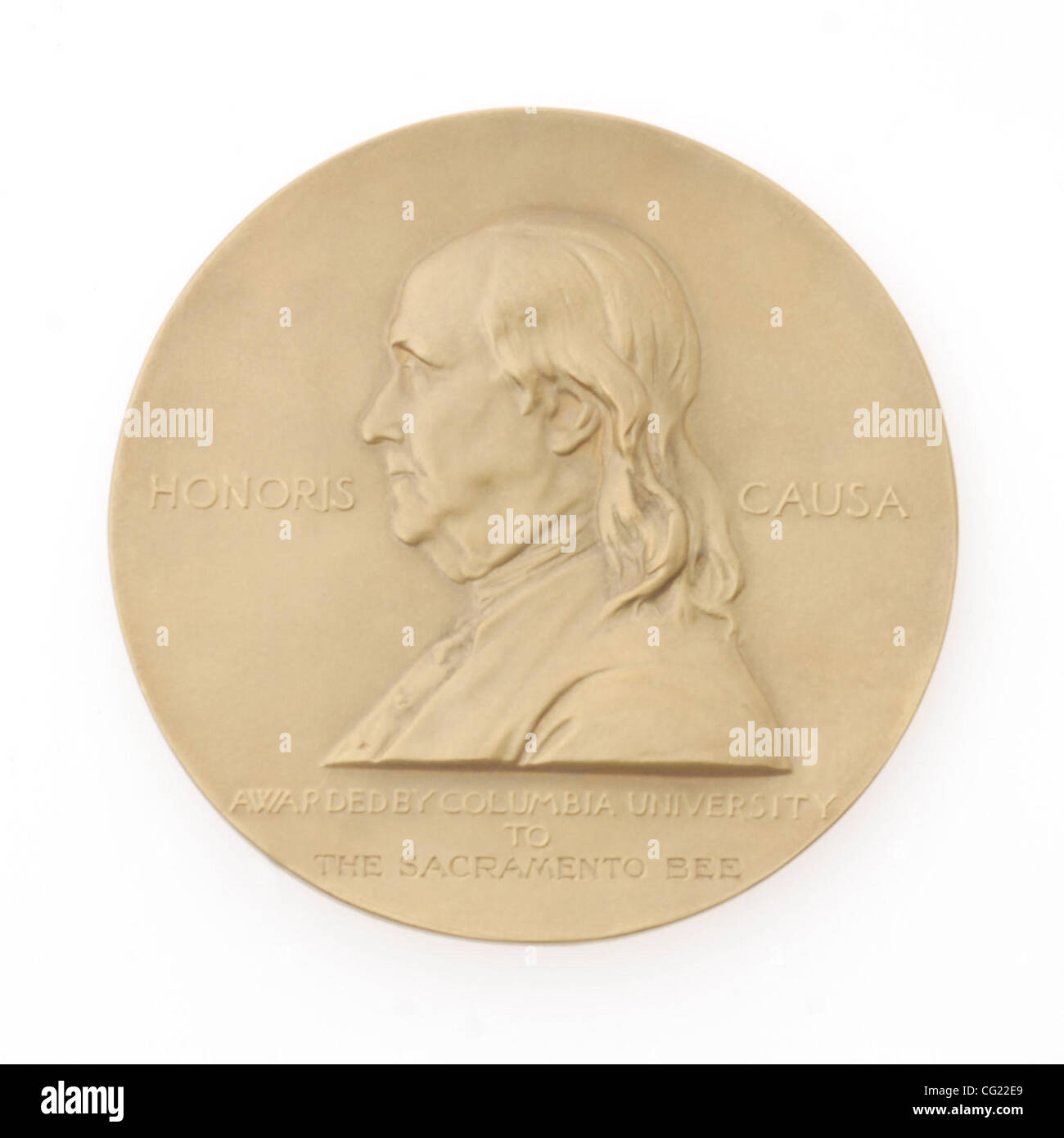 1934 Pulitzer medal, front, January 17, 2007. Sacramento Bee/  Florence Low Stock Photo