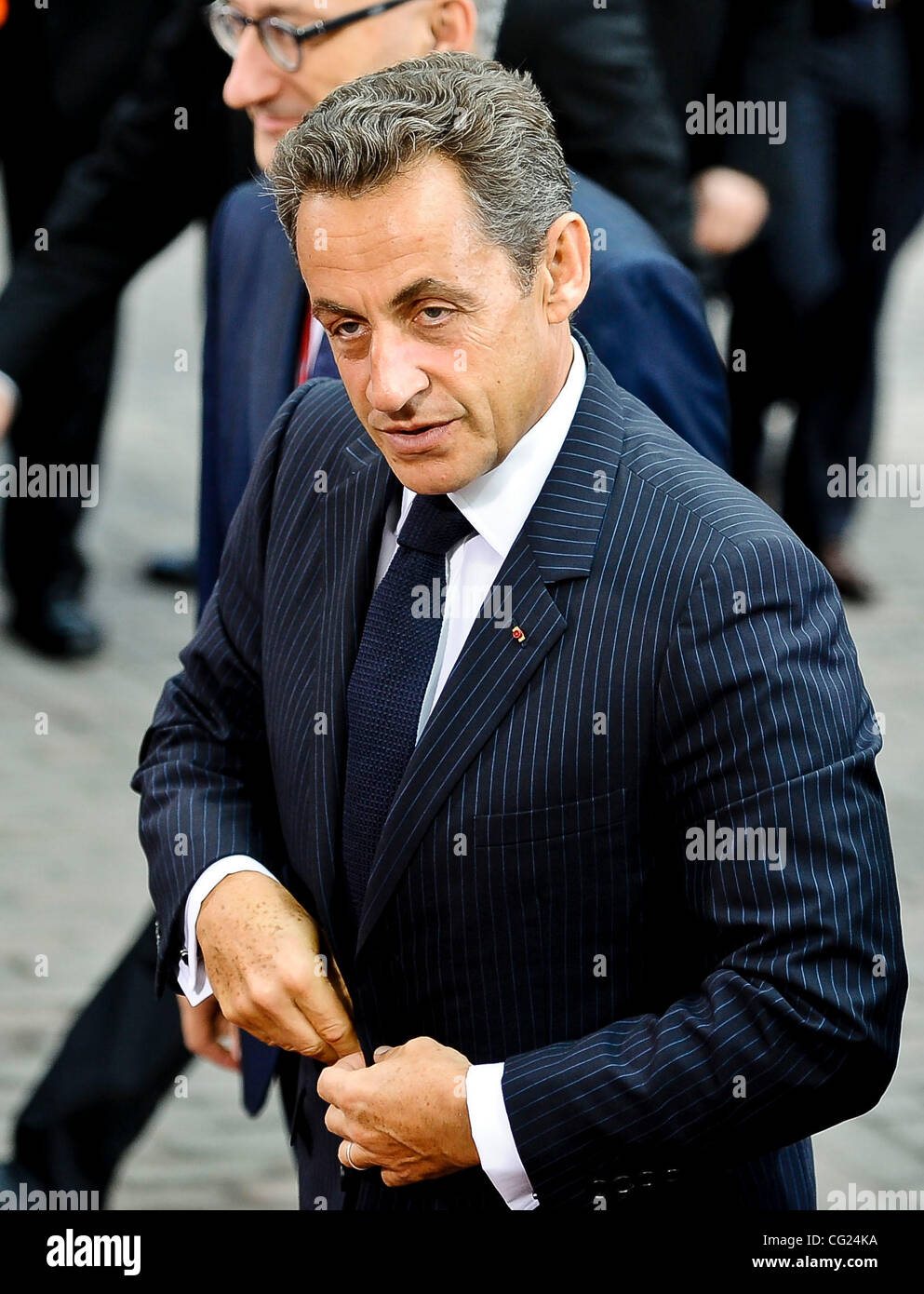 July 21, 2011 - Brussels, Belgium - French President NICOLAS SARKOZY arrives for an EU summit at the European Council headquarters in  Brussels. The Eurogroup chairman said that eurozone leaders would not rule out a Greek debt default but that everything should be done to prevent it. (Credit Image:  Stock Photo