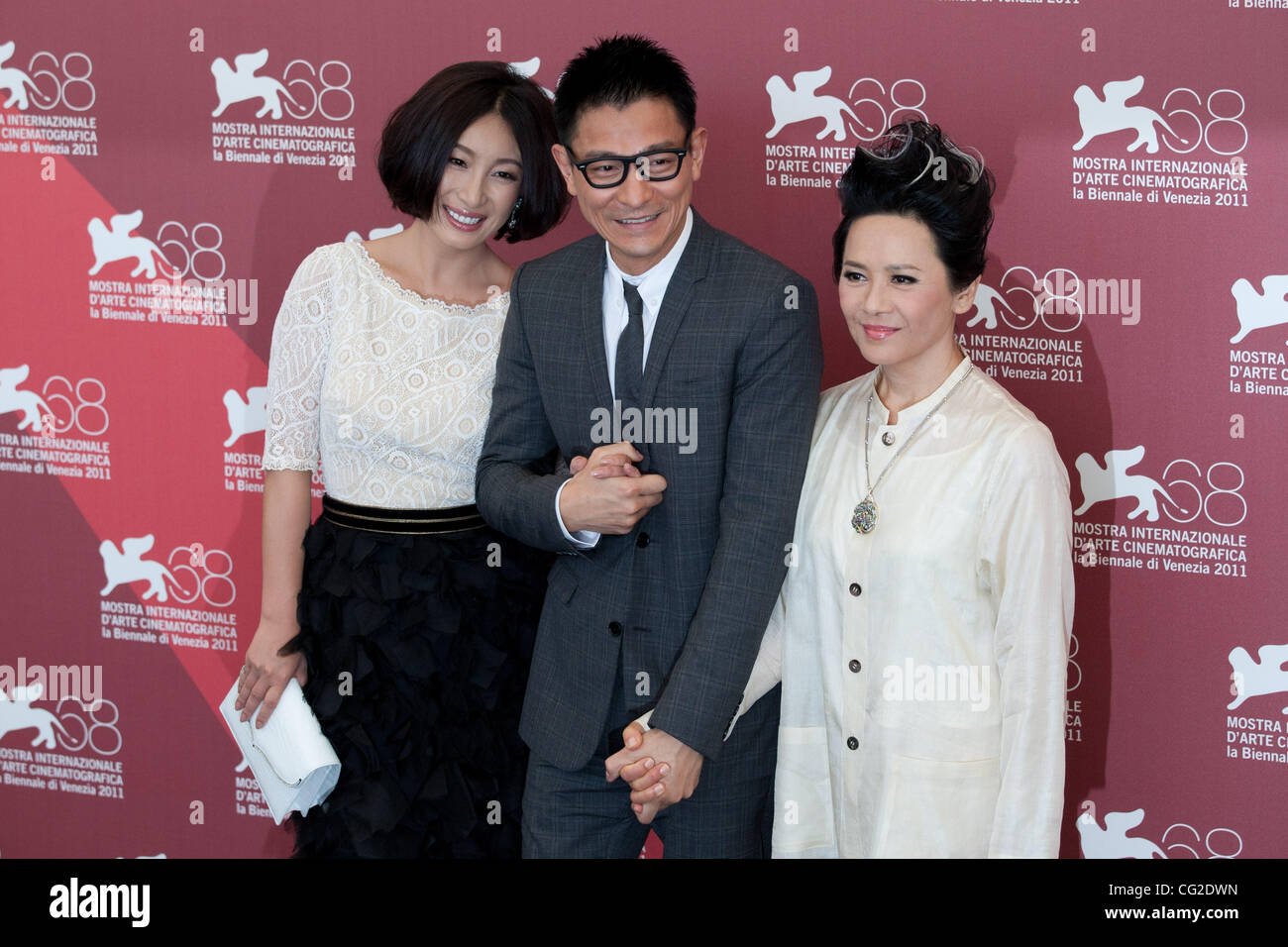 Sept. 5, 2011 - Venice, Italy - from left to right actors Deannie Yip, Andy Lau, Hailu Qin during photo call before premiere of the movie 'Tao Jie (A Simple Life)' directed by Ann Hui during the 68th Venice International Film Festival (Credit Image: © Marcello Farina/Southcreek Global/ZUMAPRESS.com) Stock Photo