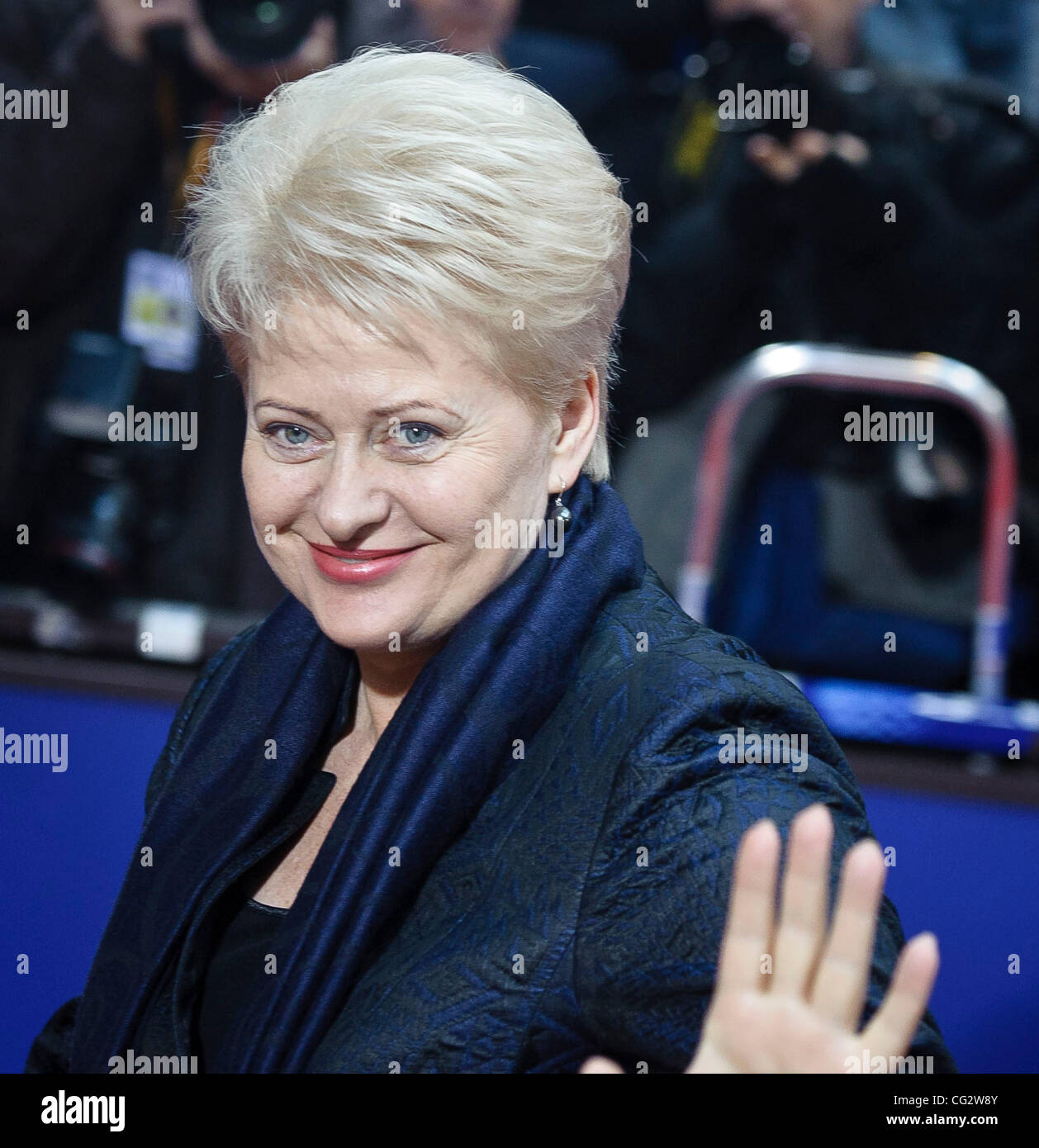Oct. 26, 2011 - Brussels, BXL, Belgium - Lithuanian President Dalia Grybauskaite  arrives prior to an European Council at the Justus Lipsius building, EU headquarters  in  Brussels, Belgium on 2011-10-26  The European Commission called on eurozone leaders to deliver a 'credible' response to the debt Stock Photo