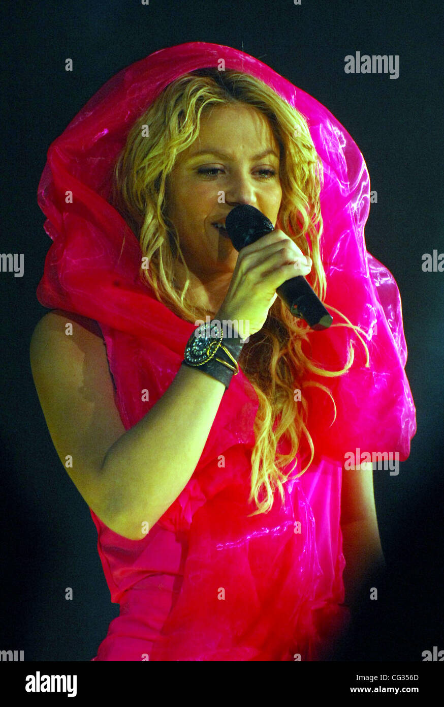 Shakira performs live on stage as part of her World Tour "The Sun Comes