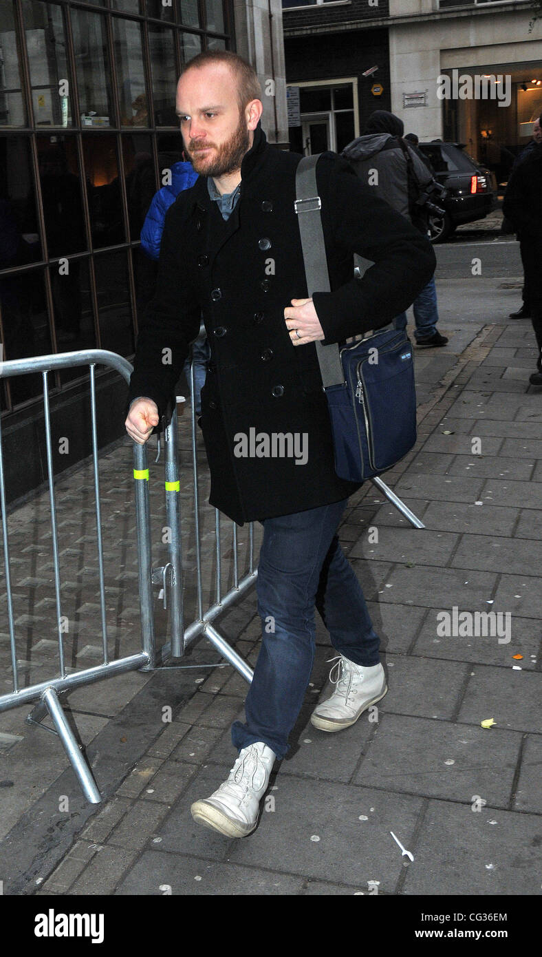 Will Champion of Coldplay arrives at the BBC Radio 1 studios London,  England - 17.12.10 Stock Photo - Alamy